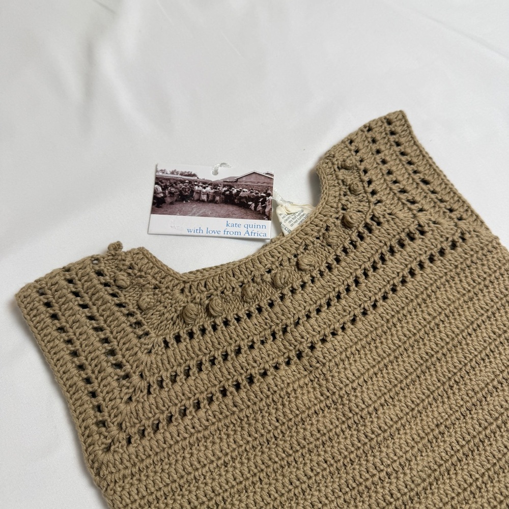 Kate Quinn Kids Crochet Bodysuit in Tan